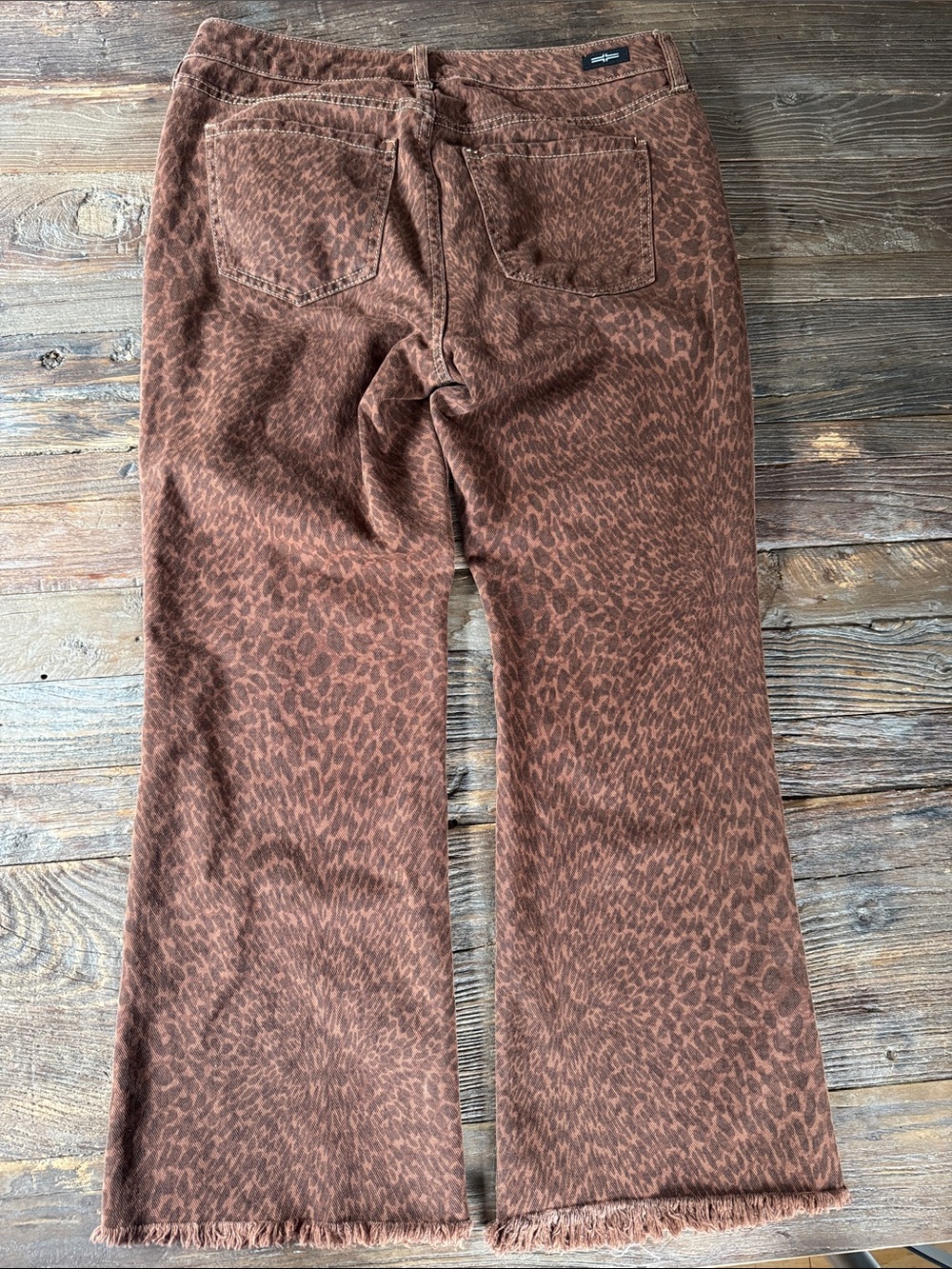 Liverpool Hanna cropped flare raw hem leopard animal print brown jeans 28 - Picture 10 of 10